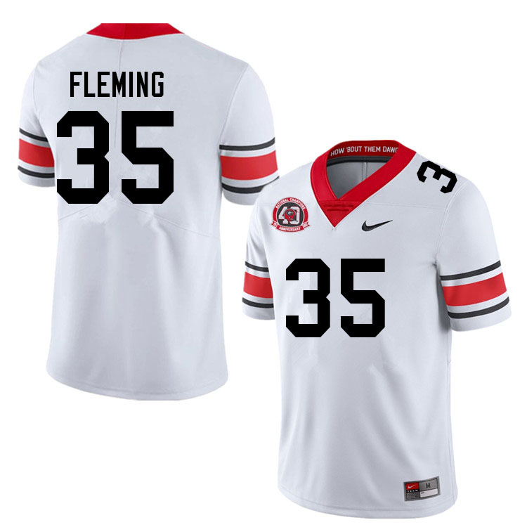 Men #35 Jacob Fleming Georgia Bulldogs College Football Jerseys Sale-40th Anniversary